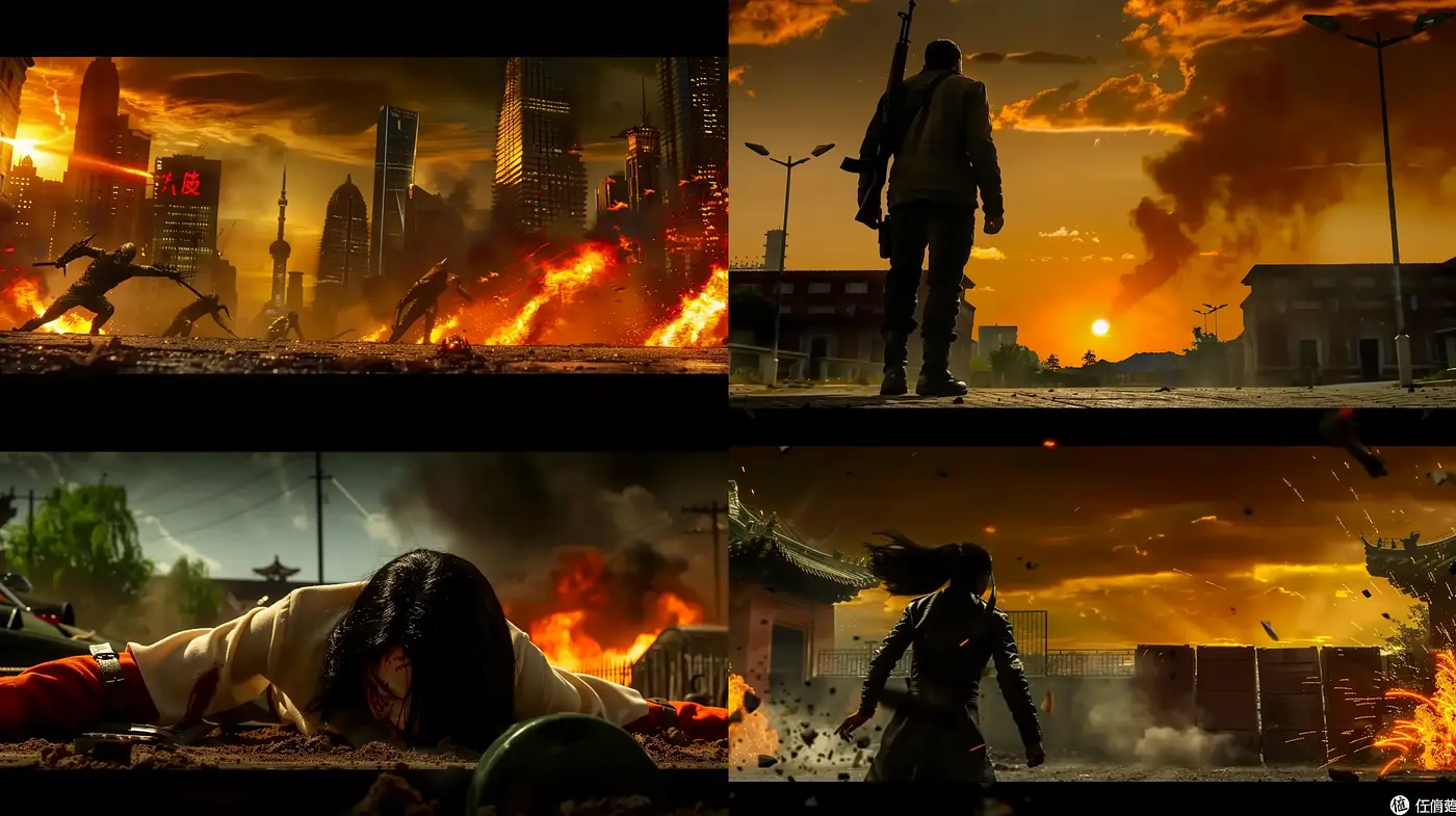 Apocalyptic Blaze with Cinematic Overtones - Midjourney sref style