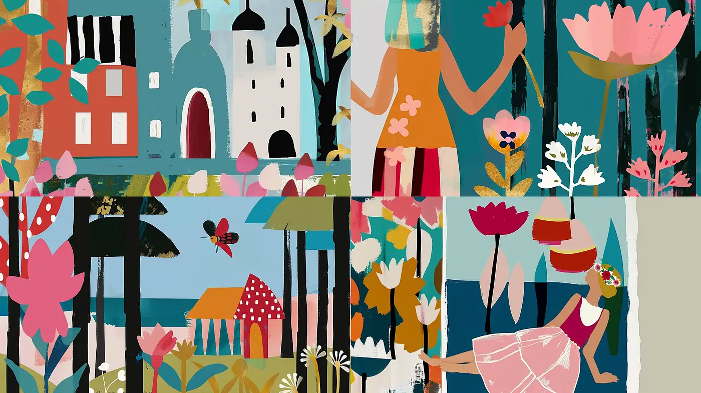 Eclectic Mosaic of Modernist Whimsy - Midjourney sref style