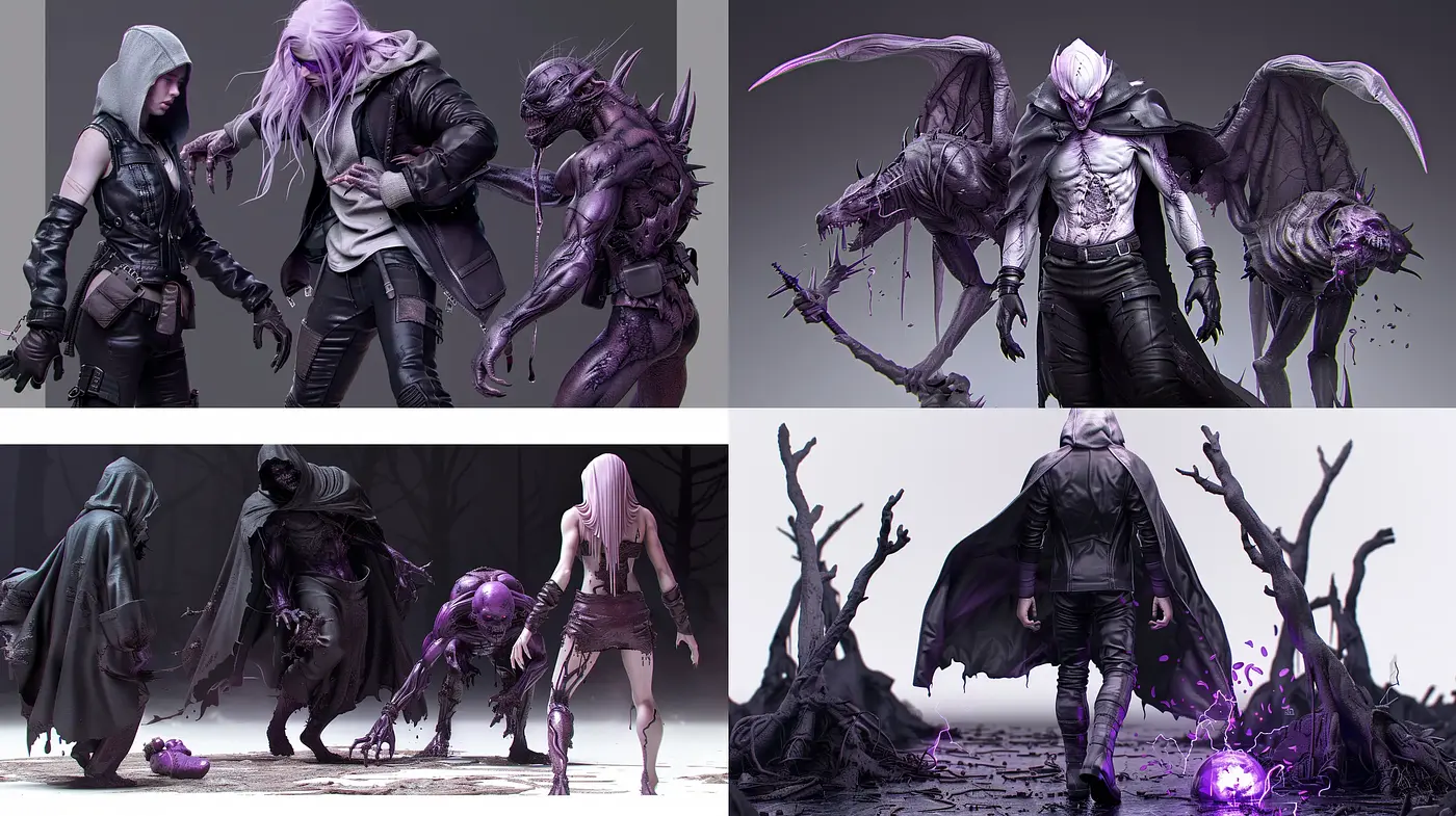 Monochromatic Twilight: A Synthesis of Surreal Fantasy and Gothic Gloaming - Midjourney sref style