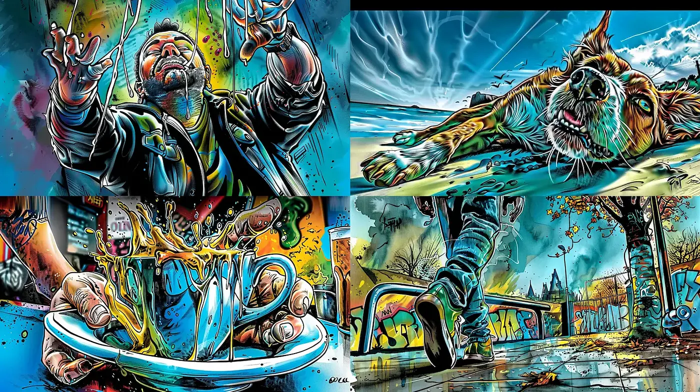 Vibrant and Dynamic Illustrative Style with a Playful Edge - Midjourney sref style