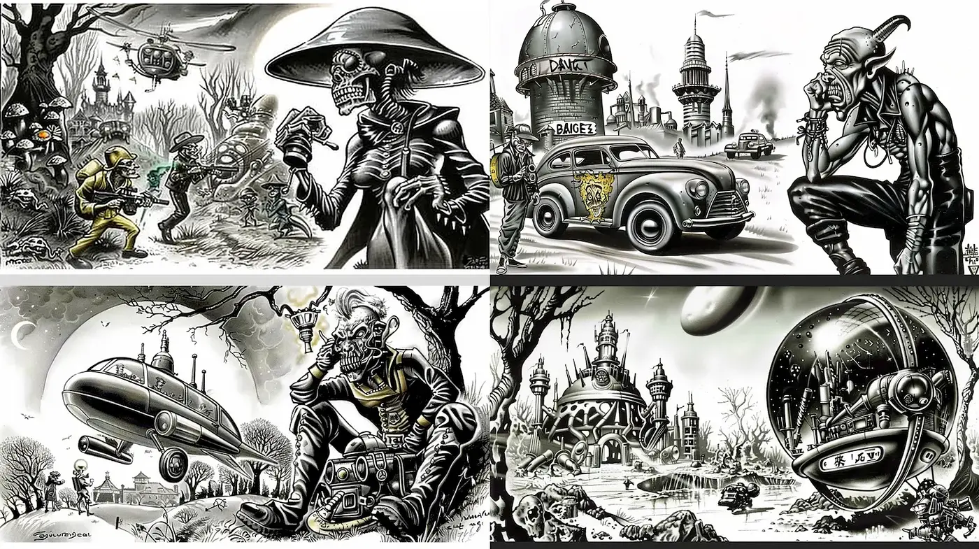 Dystopian Noir with Mechanized Elements - Midjourney sref style