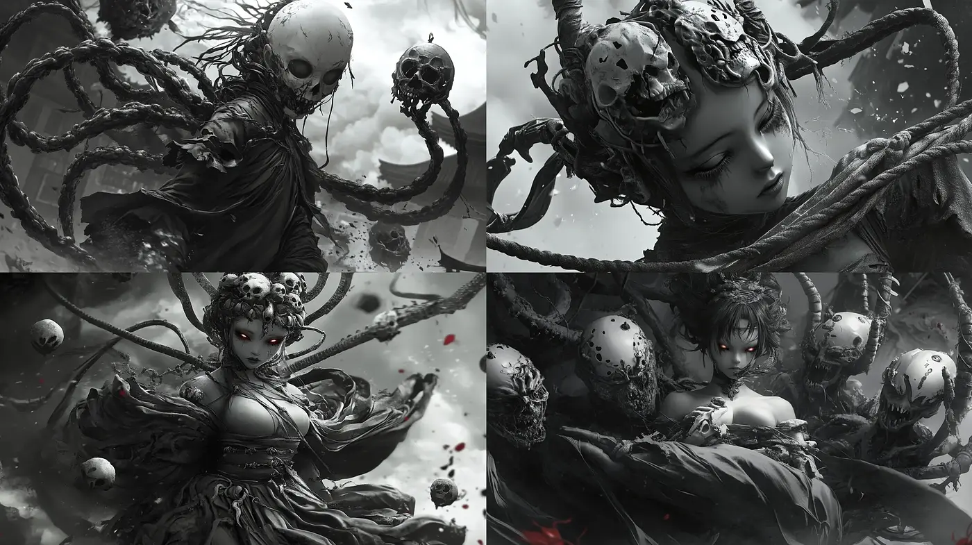 Monochromatic Elegance of Surreal Gothic Dreams - Midjourney sref style
