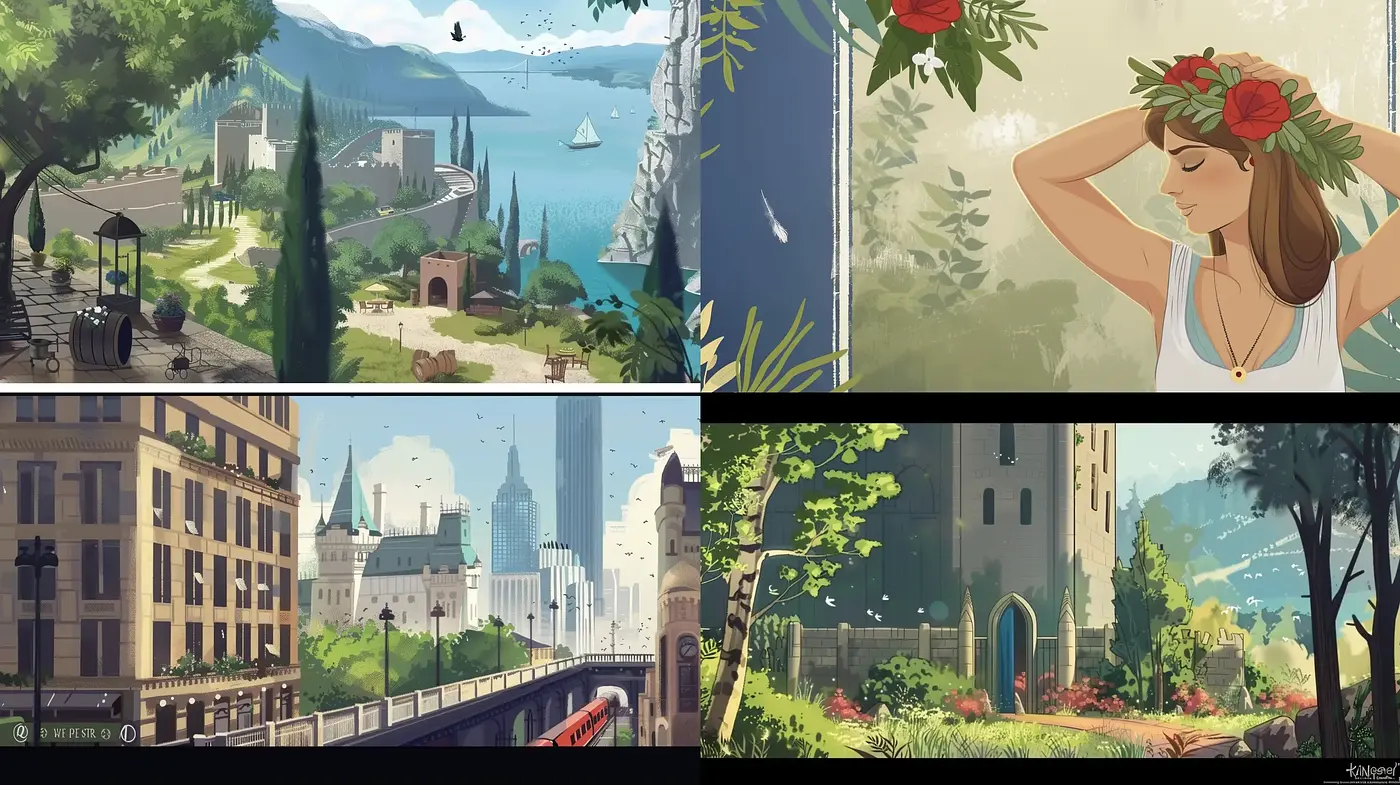 Serene and Pastoral Digital Art with an Animated Essence - Midjourney sref style
