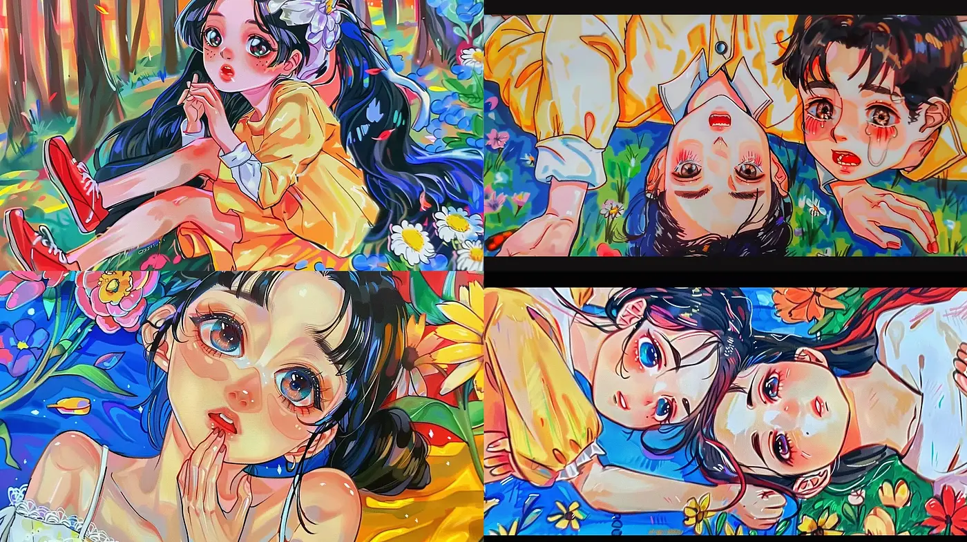Luminous Anime Essence with Vivid Impasto Strokes - Midjourney sref style