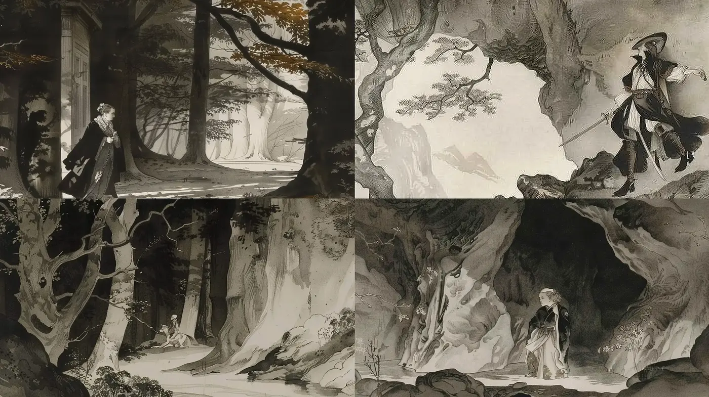 Monochromatic Whisper of Nature and Solitude - Midjourney sref style