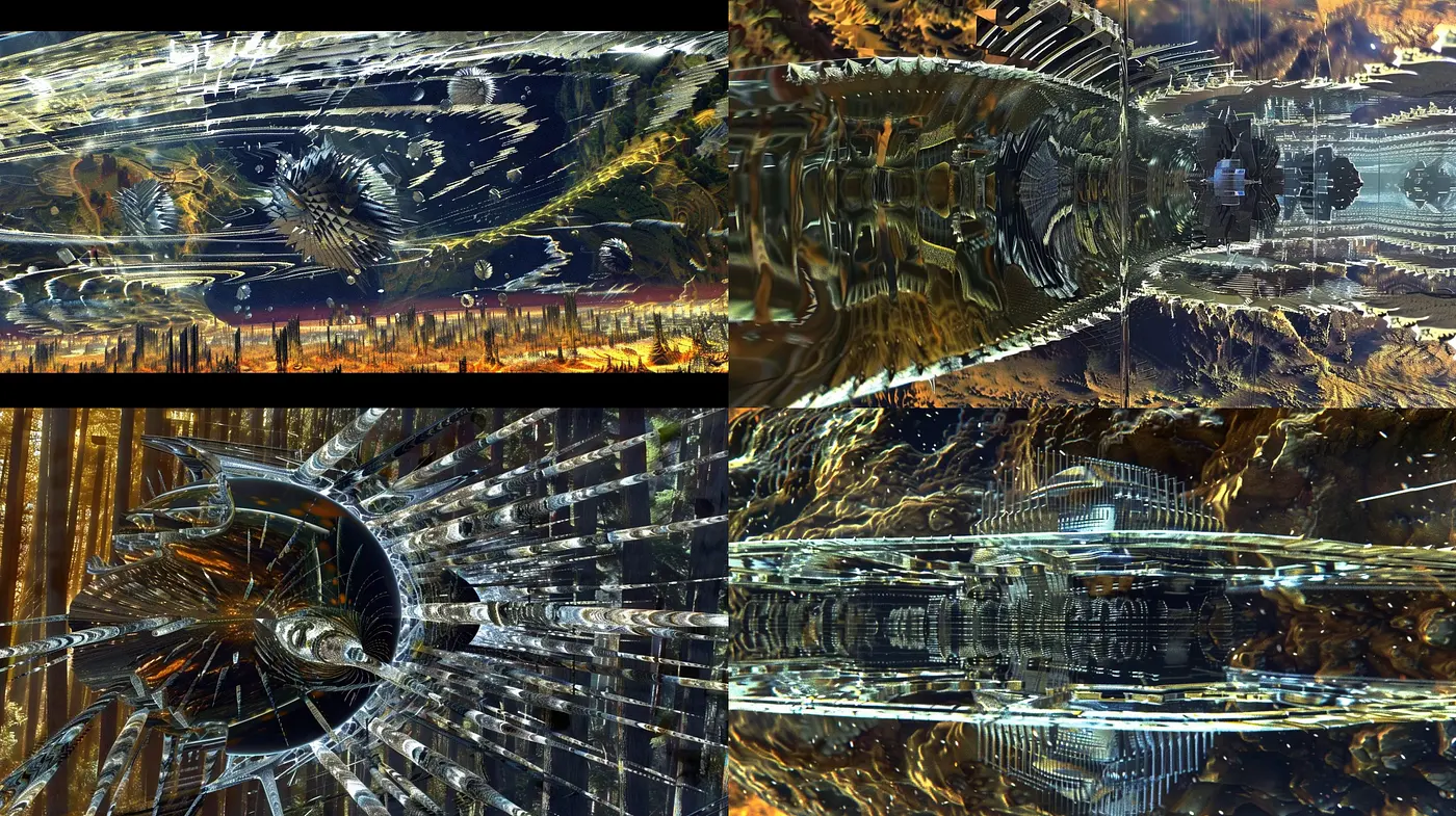 Futuristic Metallic Abstraction in Warm Earth Tones - Midjourney sref style