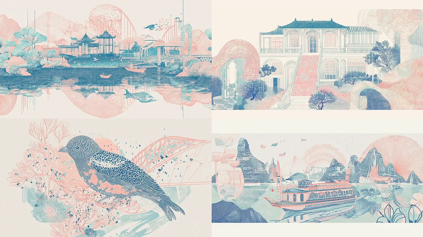 Serene Pastel Dreamscapes with a Vintage Touch - Midjourney sref style