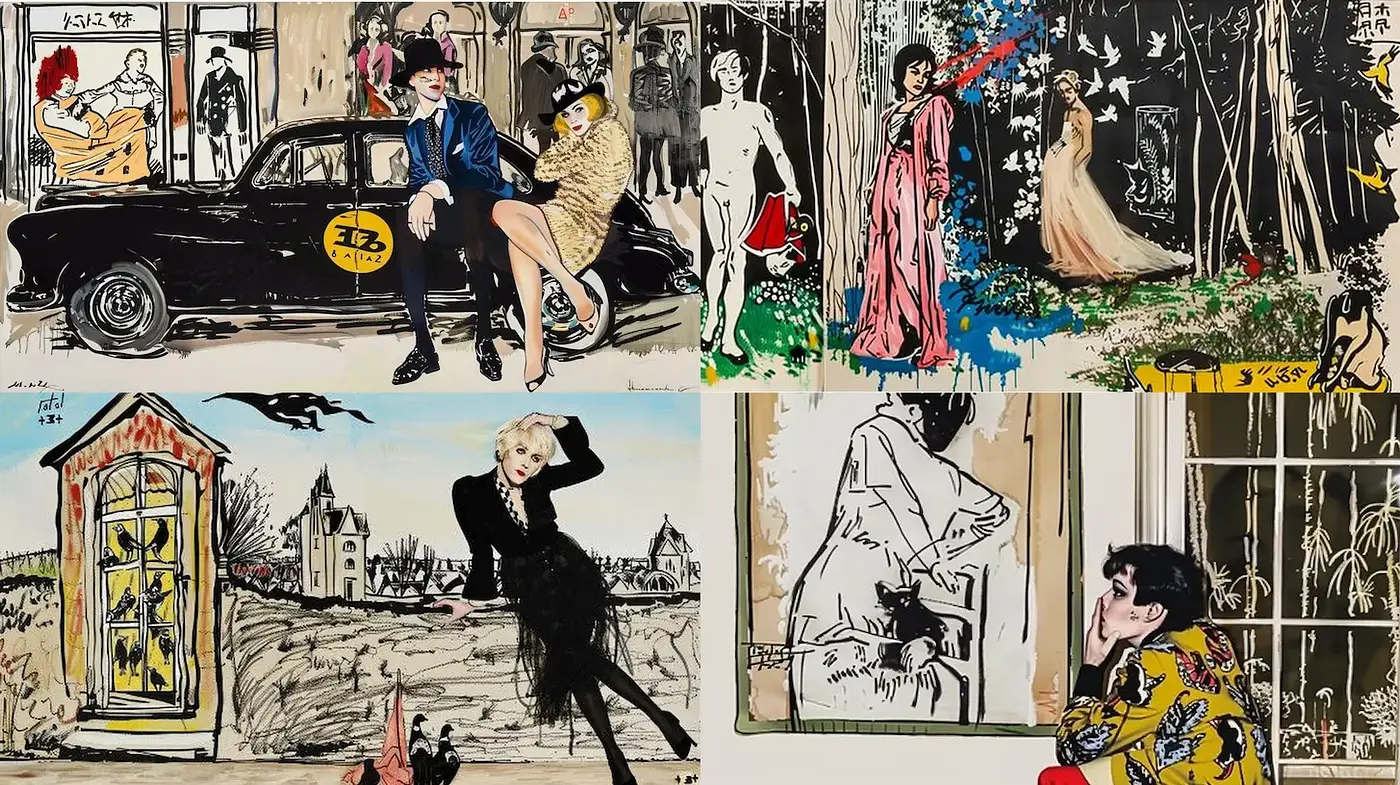 Stylized Illustrations with a Vintage Charm and Dramatic Flair - Midjourney sref style
