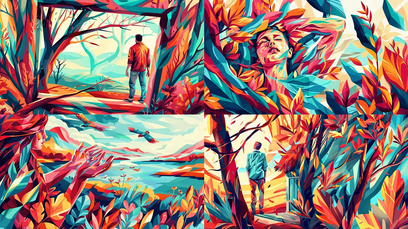 Vibrant Autumn Expressionism with Surreal Undertones - Midjourney sref style