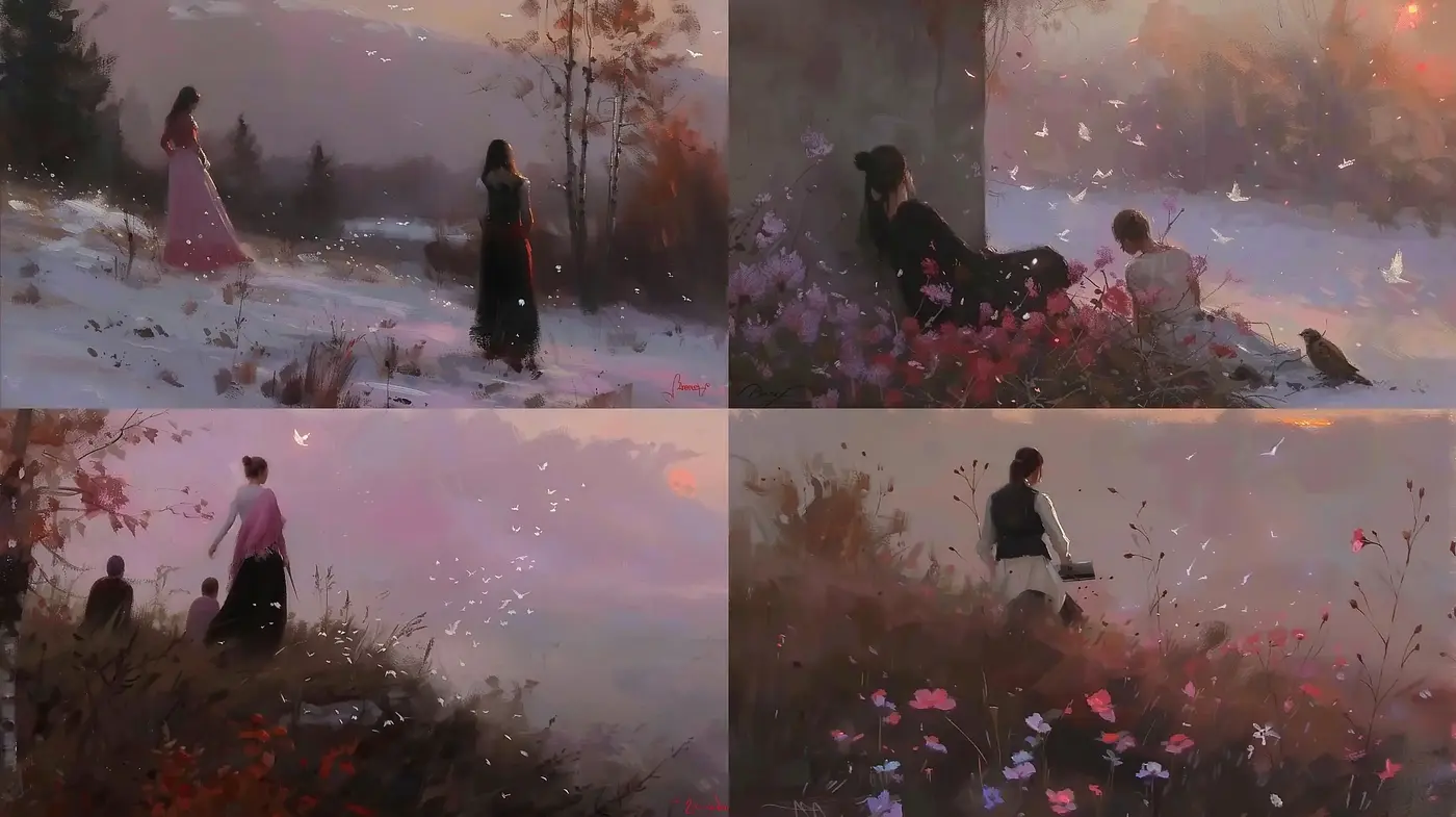 Ethereal Twilight: A Dreamlike Brushstroke Journey - Midjourney sref style