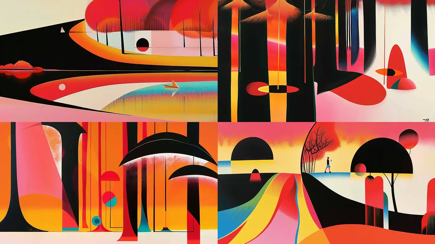 Surrealistic Dreamscape in Vivid Contrasts - Midjourney sref style