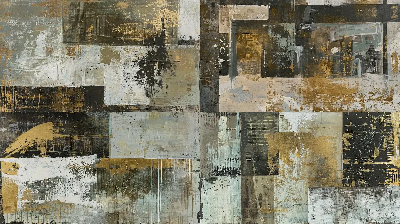 Contemporary Abstract Art with a Textured, Urban Feel - Midjourney sref style