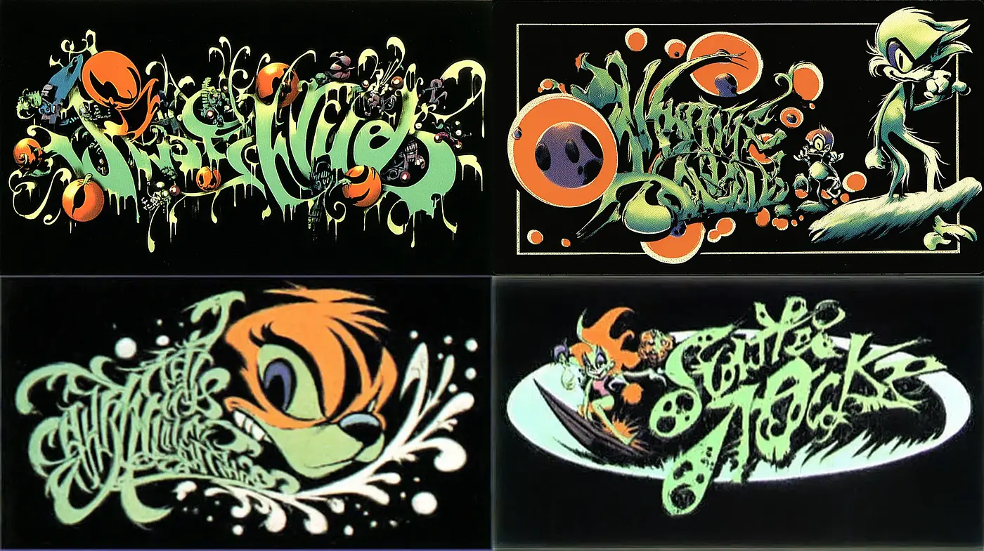 Colorful and Playful Graffiti with a Nostalgic Vibe - Midjourney sref style