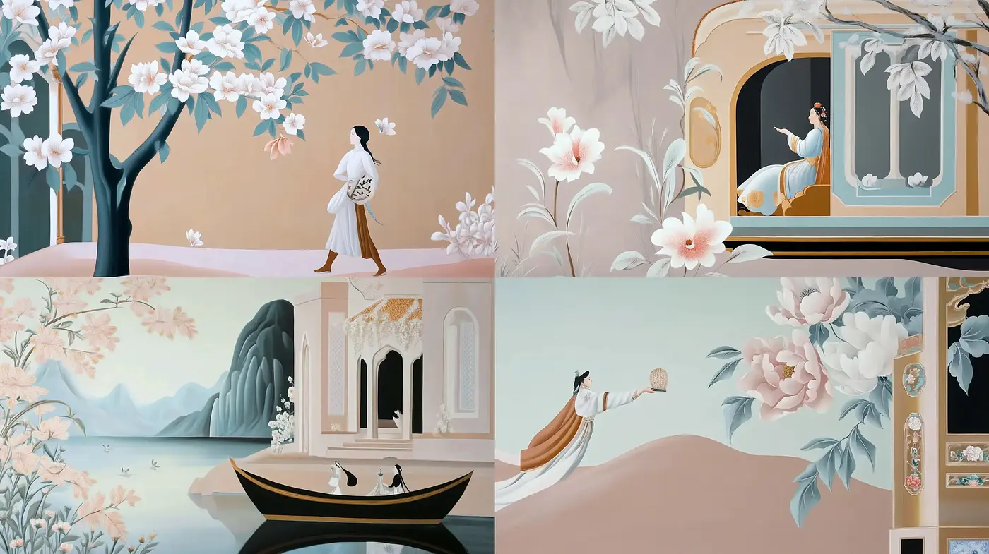 Pastel Serenity: A Harmonious Fusion of Nature and Elegance in Art - Midjourney sref style