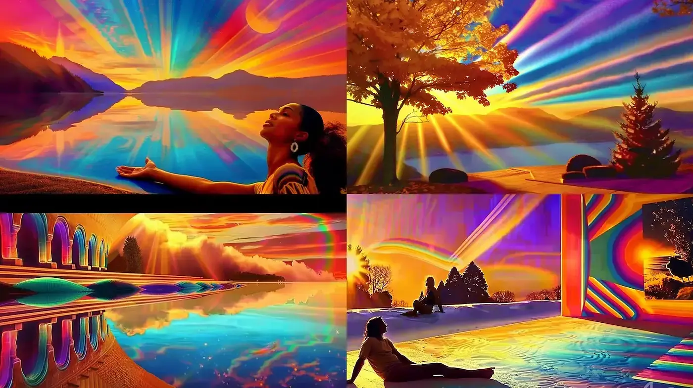 Vibrant Surreal Landscapes with Radiant Light - Midjourney sref style