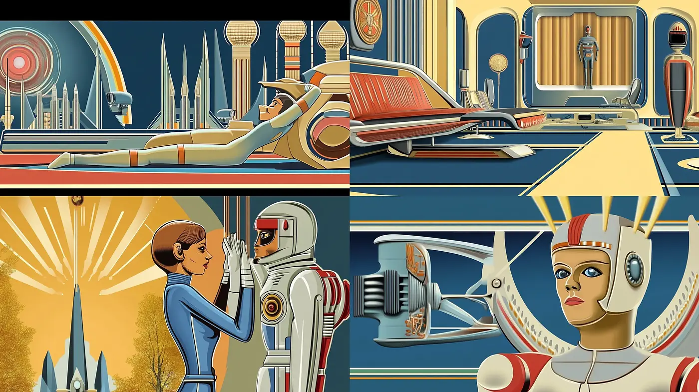 Retro Futuristic Panache with Art Deco Influences - Midjourney sref style