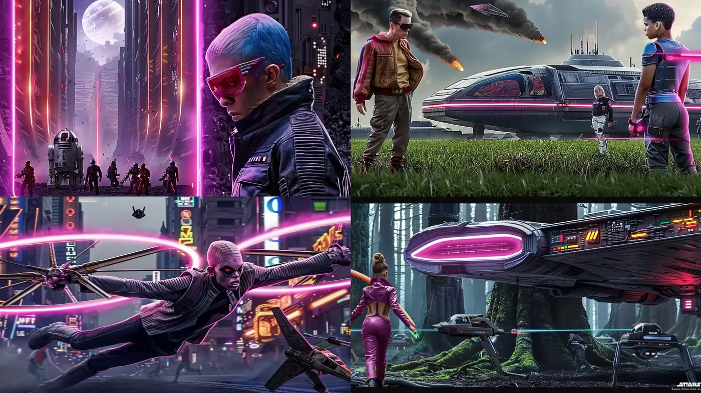 Cyberpunk Odyssey: A Synthesis of Vibrant Hues and Futuristic Visions - Midjourney sref style