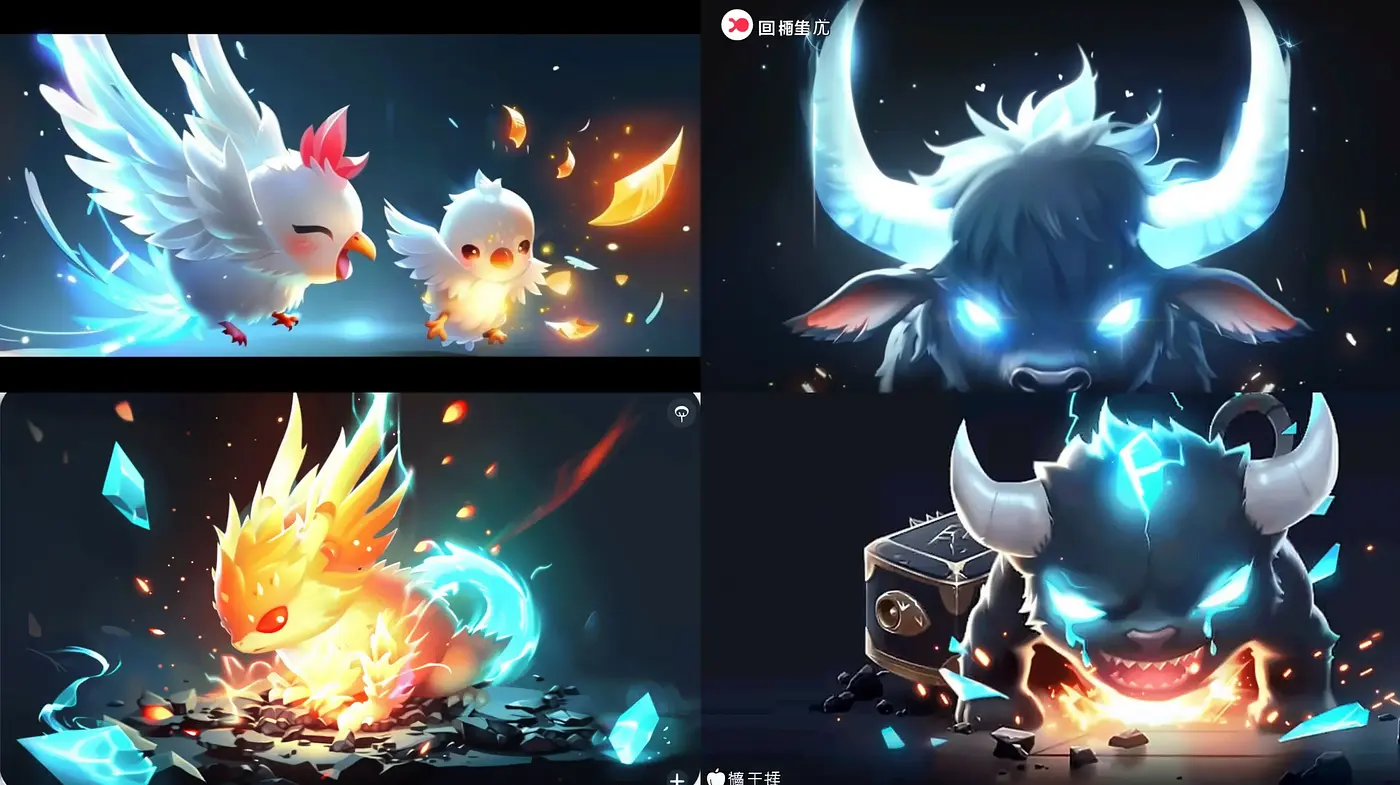 Luminous Mythical Creatures in Dynamic Elemental Scenes - Midjourney sref style