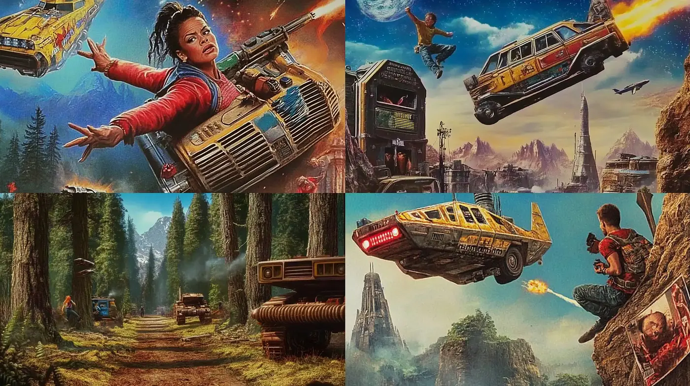Dramatic Retrofuturistic Adventure: A Homage to Vintage Sci-Fi Realism - Midjourney sref style
