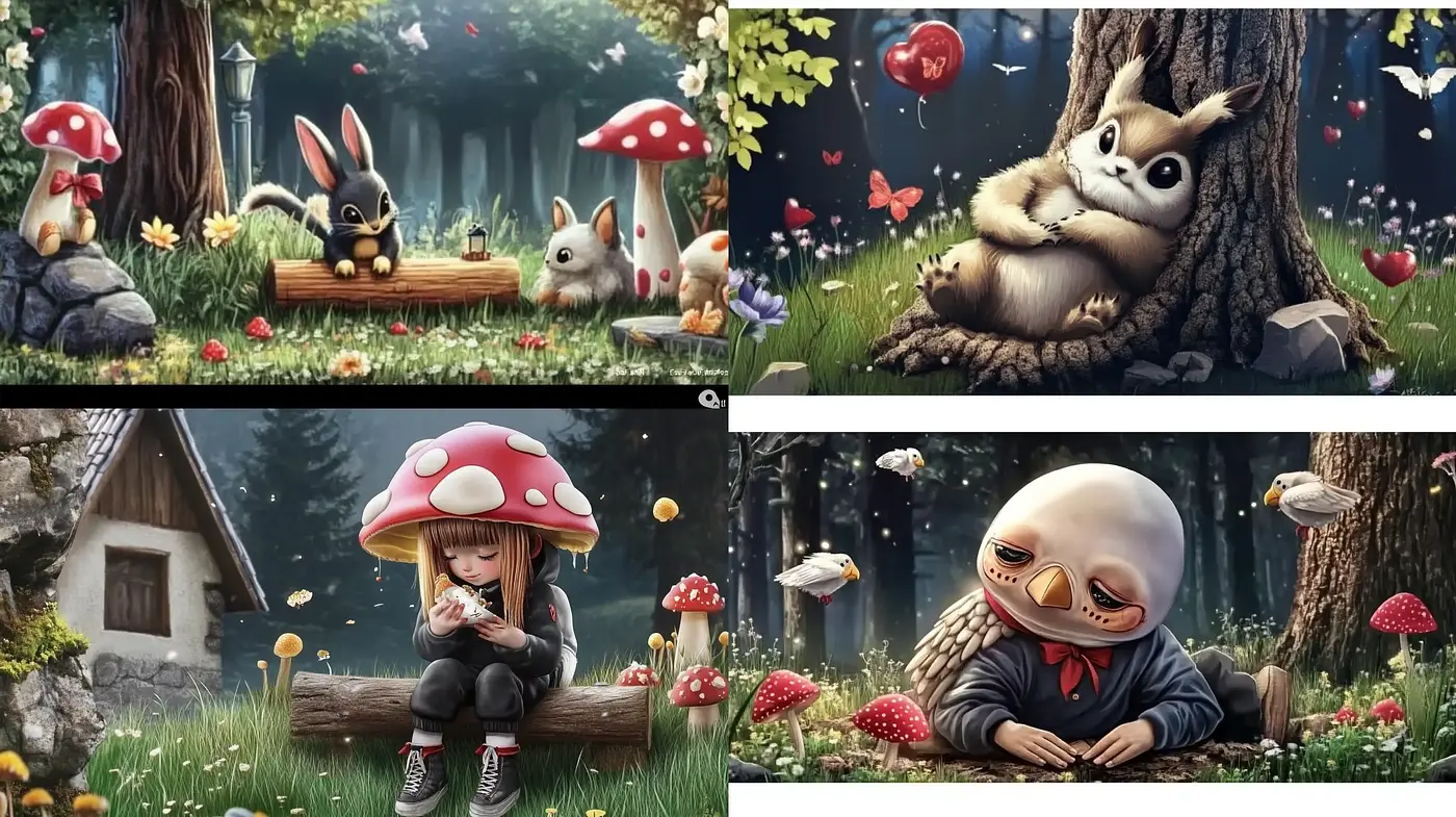 Enchanted Forest Whimsy: An Artistic Blend of Fantastical Creatures and Dreamlike Scenery - Midjourney sref style