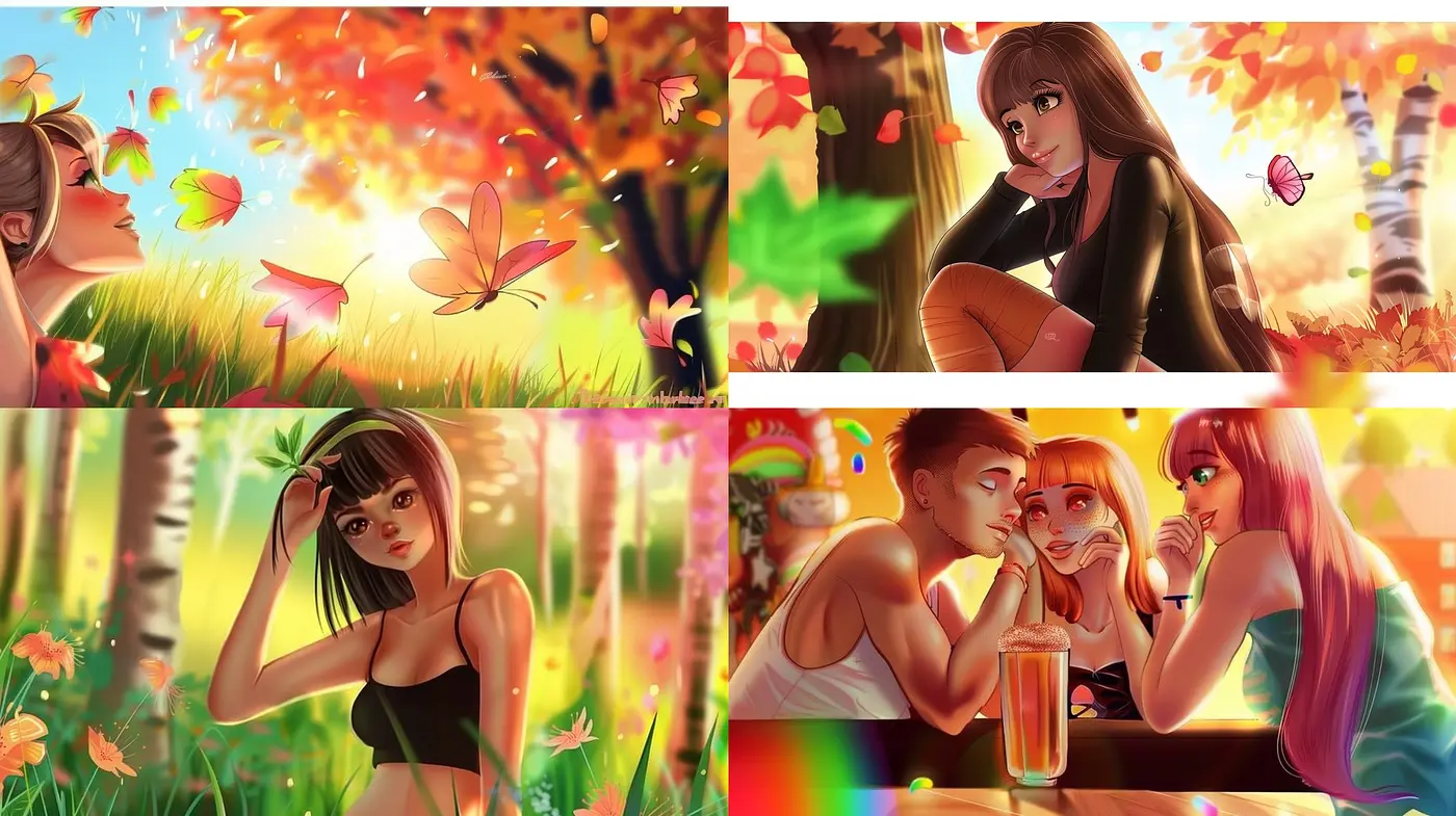 Luminous Harmony: A Radiant Display of Vivid Colors and Anime-inspired Aesthetics - Midjourney sref style