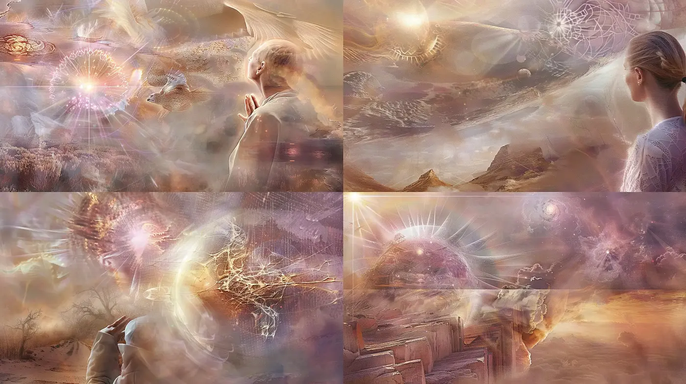Ethereal Dreamscapes with Luminous Orbs and Cosmic Overtones - Midjourney sref style