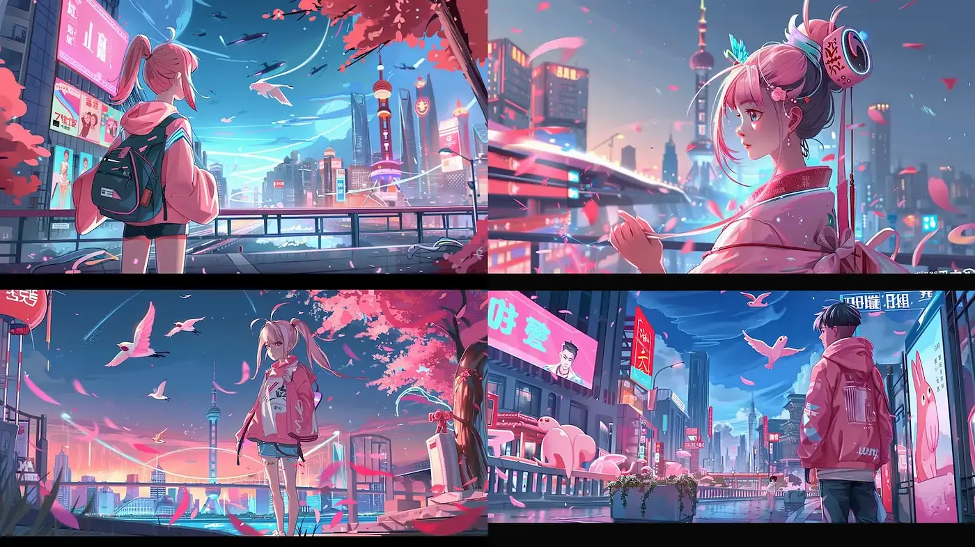 Futuristic Urban Fantasy with Nostalgic Undertones - Midjourney sref style