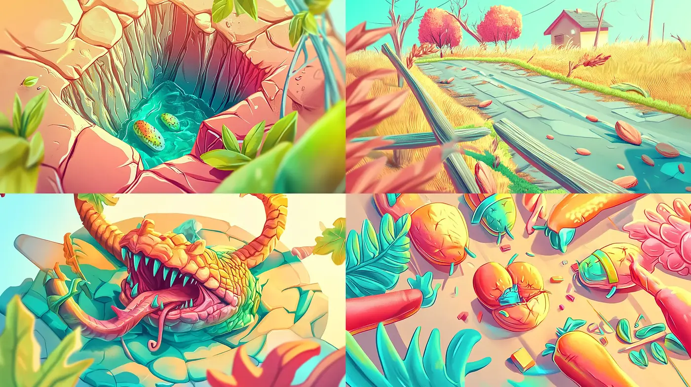 Vibrant Whimsical Landscape of Vivid Hues and Enhanced Contrasts - Midjourney sref style