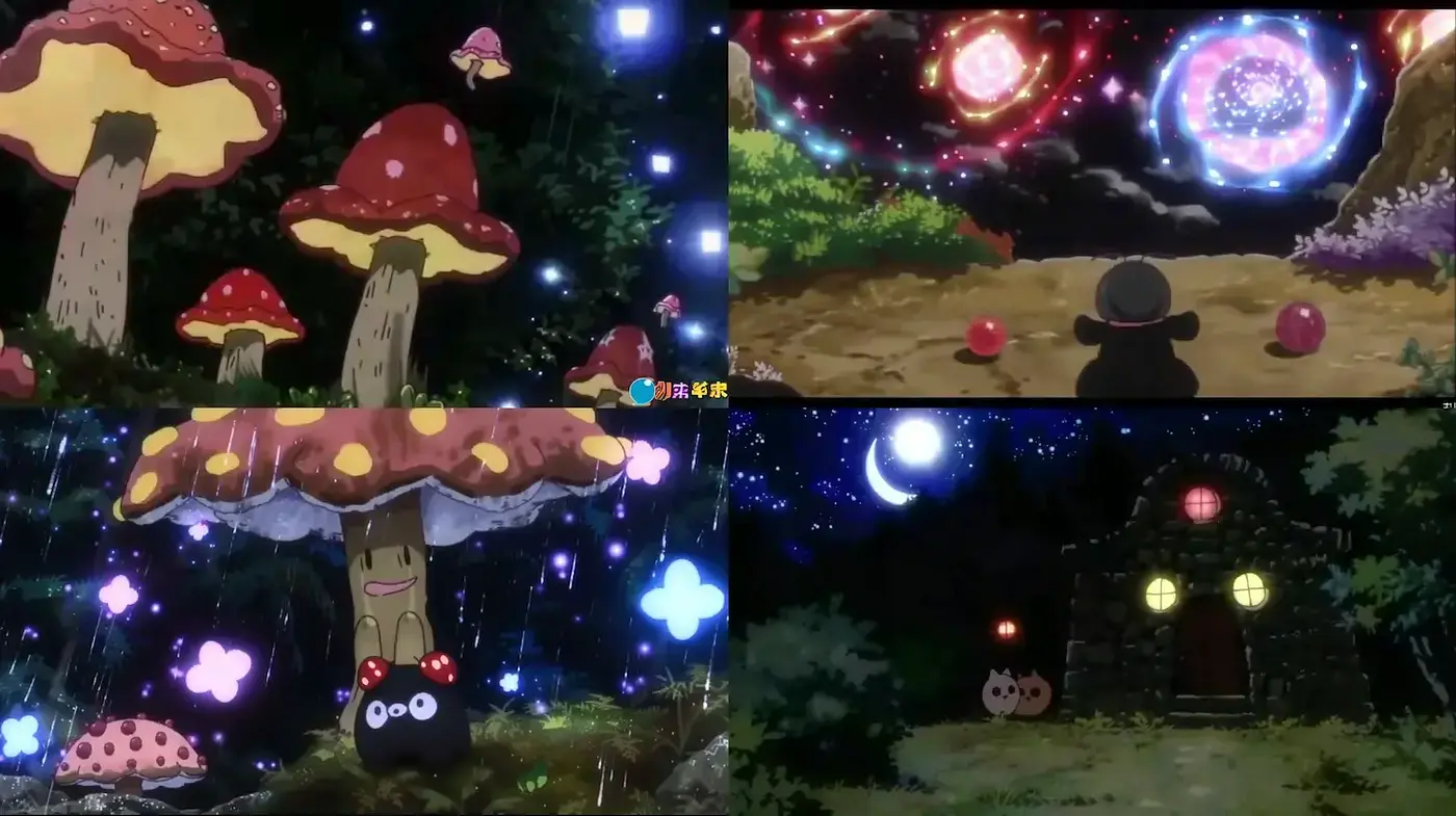 Whimsical, magical scenery with enchanting atmospheres - Midjourney sref style