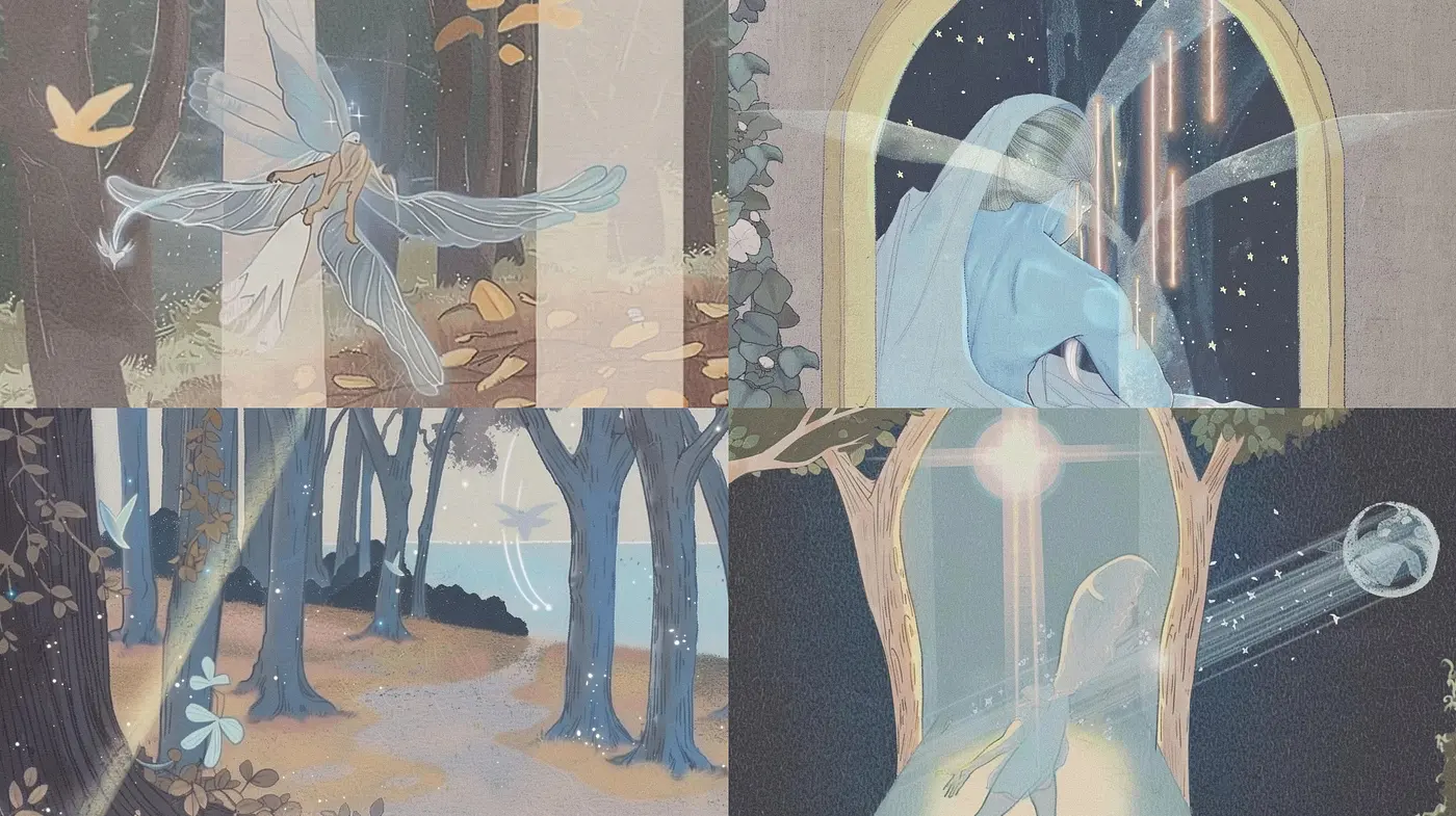 Ethereal Dreamscape: A Melange of Pastel Serenity and Mystical Inklings - Midjourney sref style