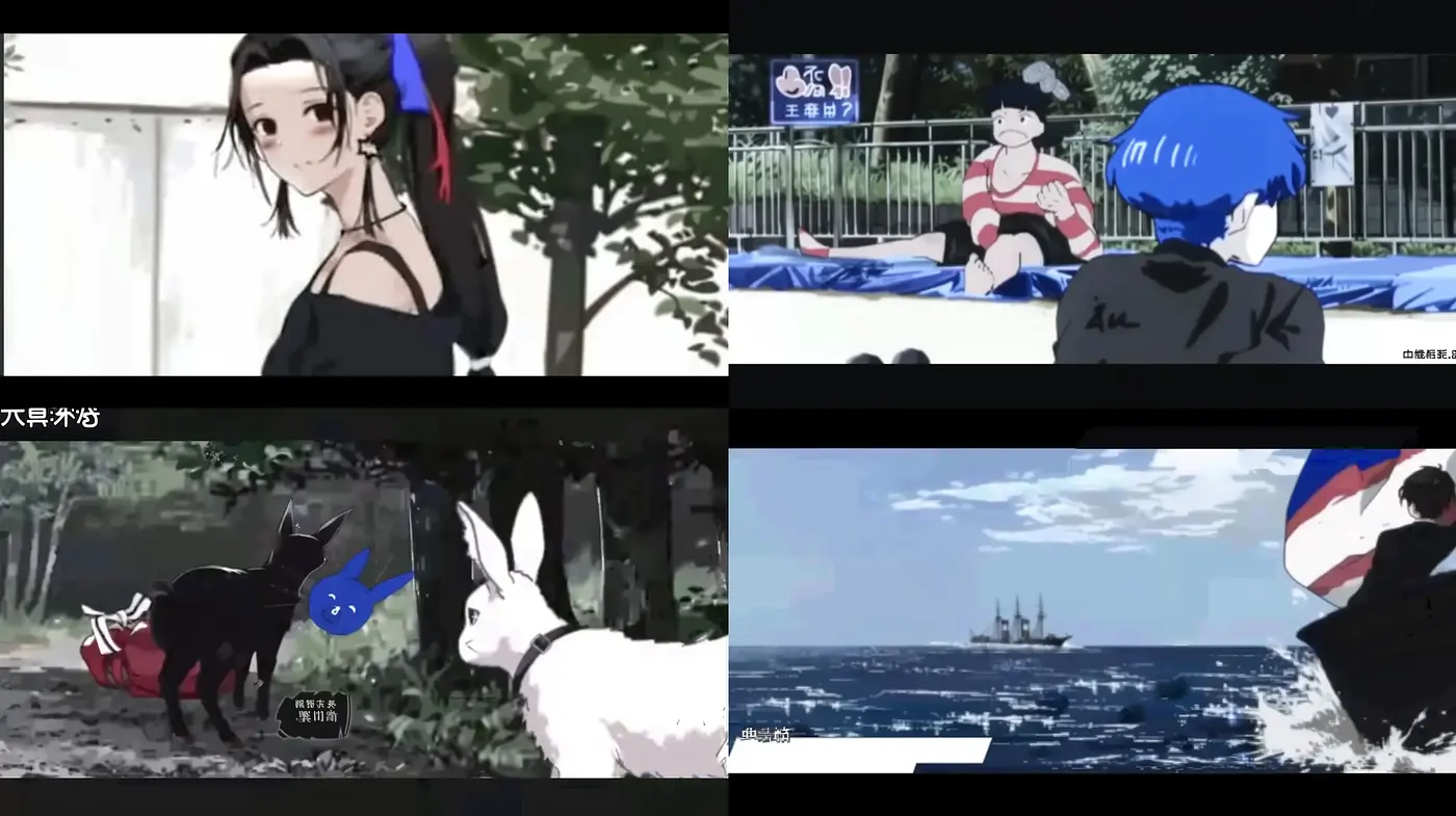 Stylized Anime-Inspired Digital Mosaic Vignettes - Midjourney sref style