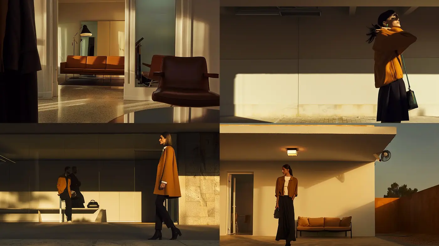 Contemplative Solitude in Amber Hues - Midjourney sref style