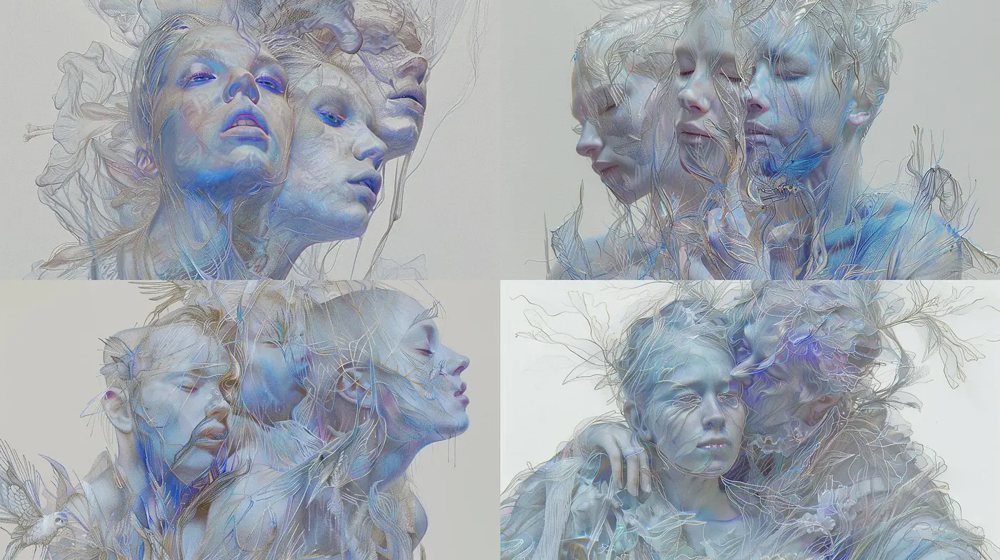 Ethereal Fusion of Dreamlike Portraiture with Surreal Elements - Midjourney sref style