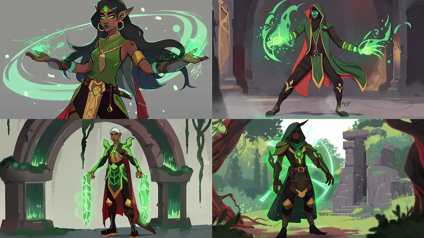 Vibrant Fantasy Character Art with Ethereal Elements - Midjourney sref style