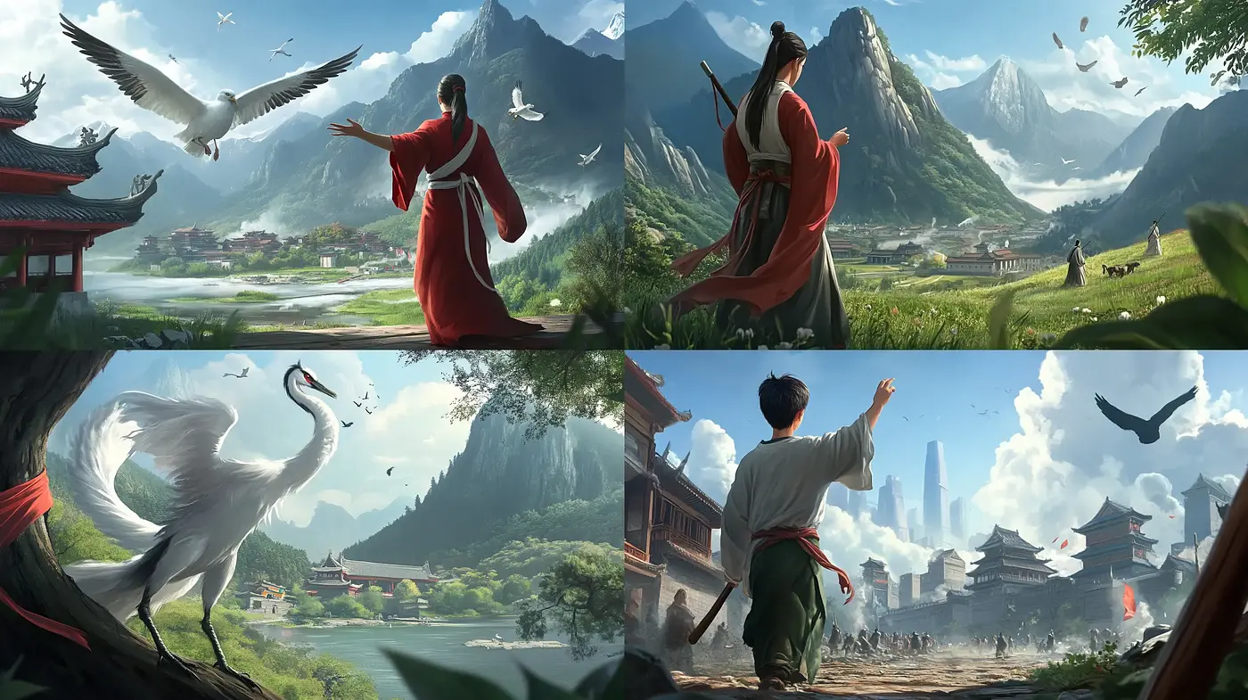 Tranquil Vistas of Elysian Landscapes: A Homage to Traditional Eastern Paintings - Midjourney sref style