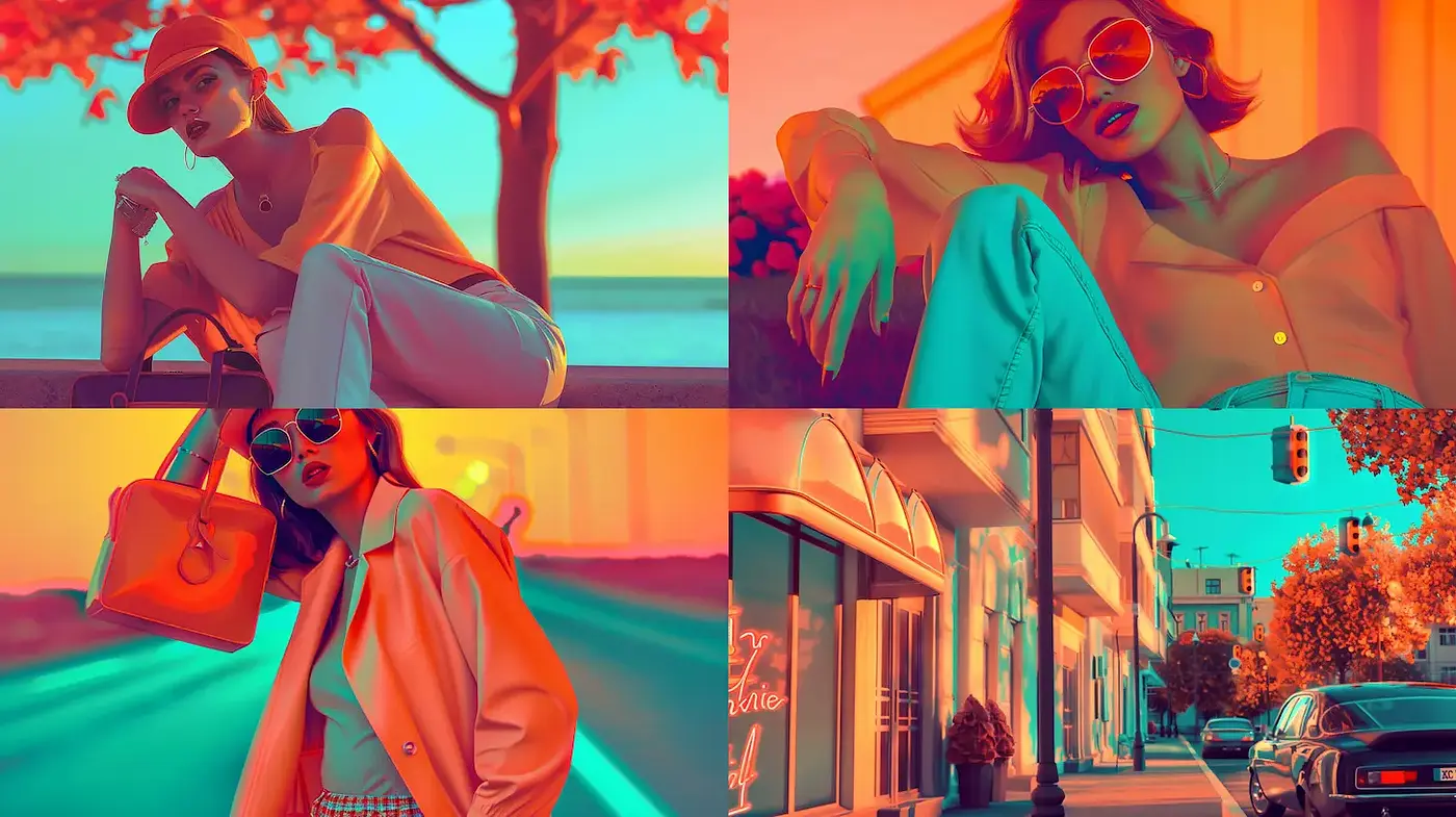 Vibrant Retro Aesthetic with Bold Color Contrasts - Midjourney sref style