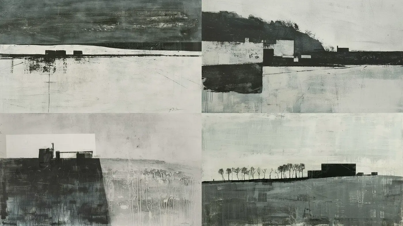 Monochromatic Textural Harmony in Abstract Expressionism - Midjourney sref style