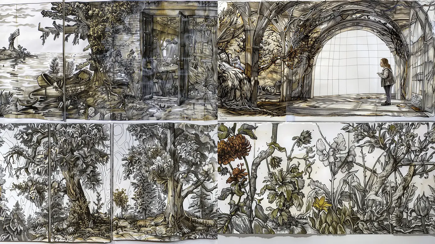 Intricate Botanical Illustrations with a Pen-and-Ink Aesthetic - Midjourney sref style