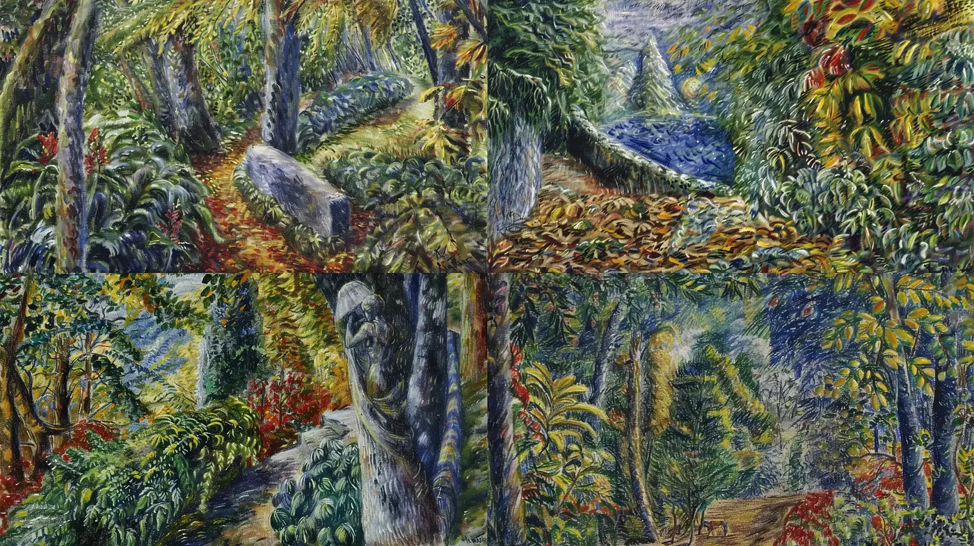 Lush Botanical Tapestry in Post-Impressionistic Hues - Midjourney sref style