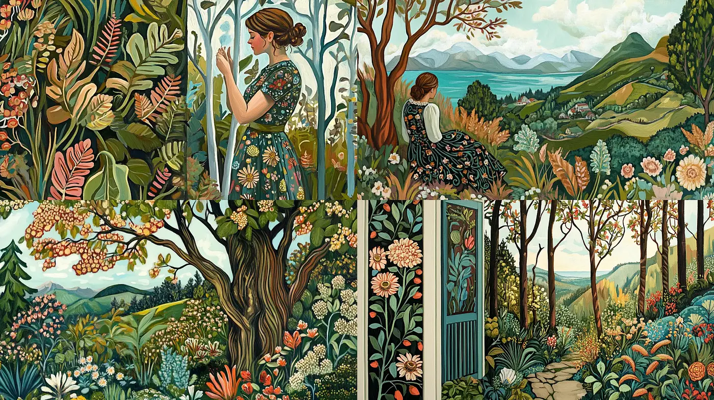 Enchanted Botanical Realms: A Meticulously Crafted Tapestry of Flourishing Flora - Midjourney sref style