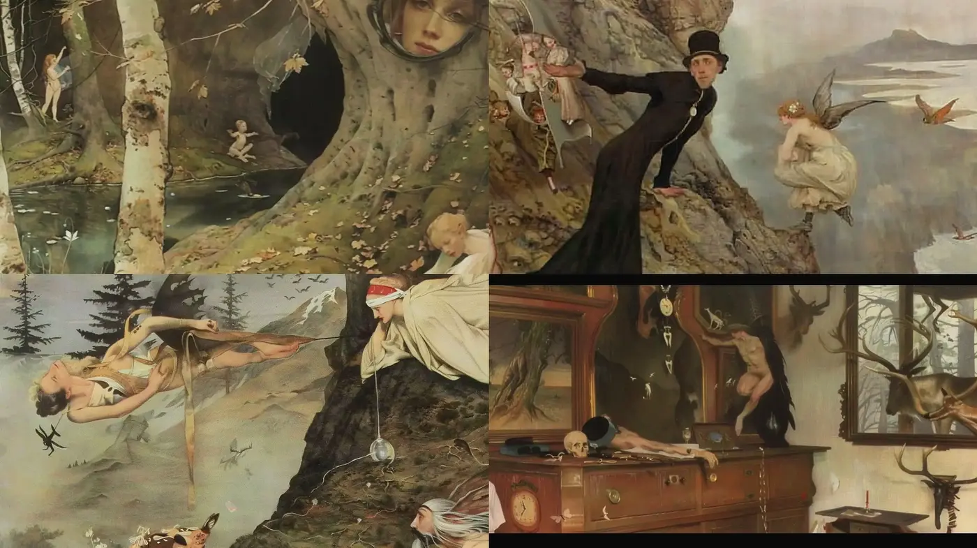 Whimsical Fantasy Tableau with a Muted Earthy Palette - Midjourney sref style