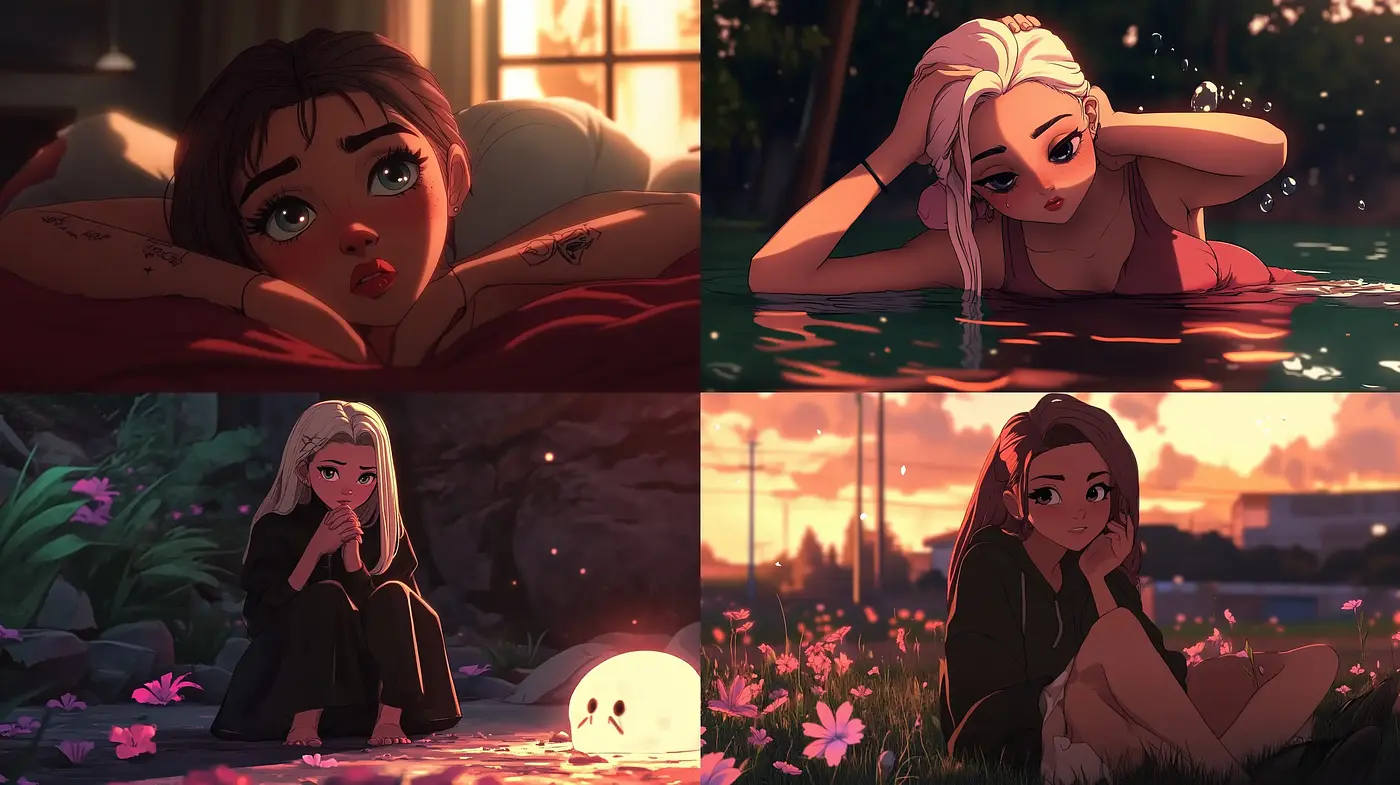 Twilight Serenity in Lush Animation Style - Midjourney sref style