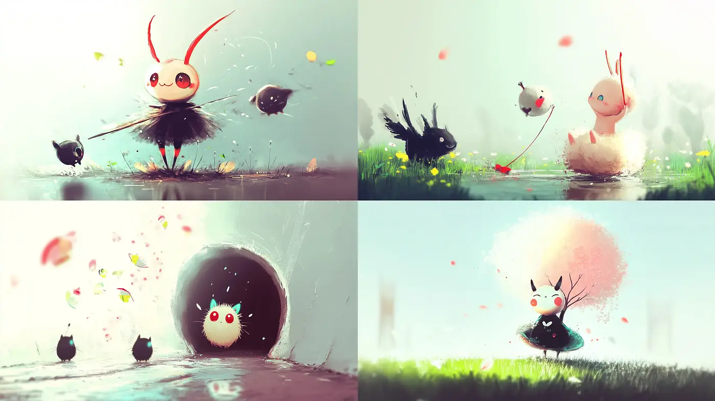 Whimsical Creatures in Ethereal Lightscapes: An Exploration in Soft Textures and Dreamy Tones - Midjourney sref style