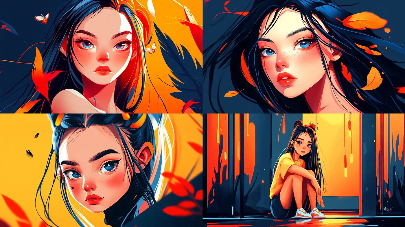 Vibrant Elegance: A Fusion of Bold Colors and Anime-Inspired Aesthetics - Midjourney sref style