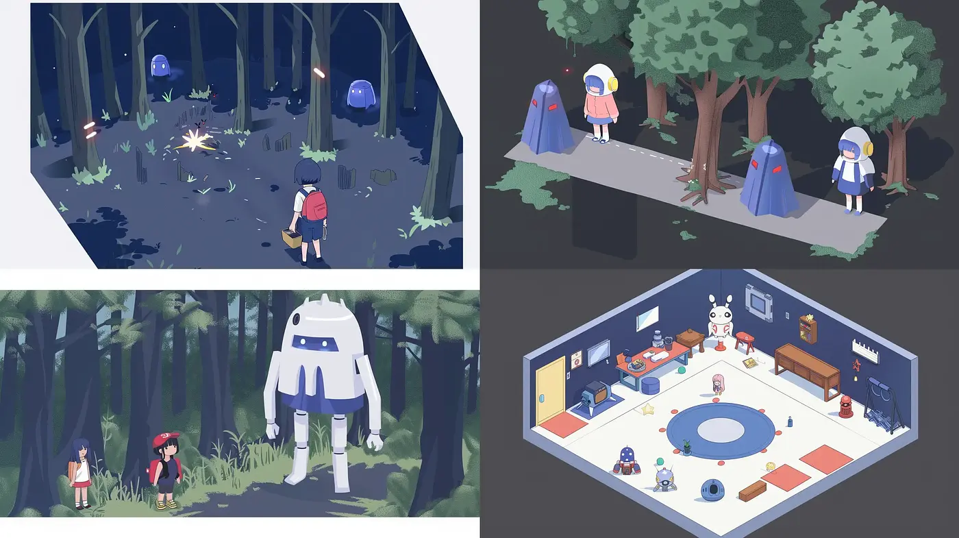 Whimsical Storybook Escapades in a Contemporary Anime Illustration Style - Midjourney sref style