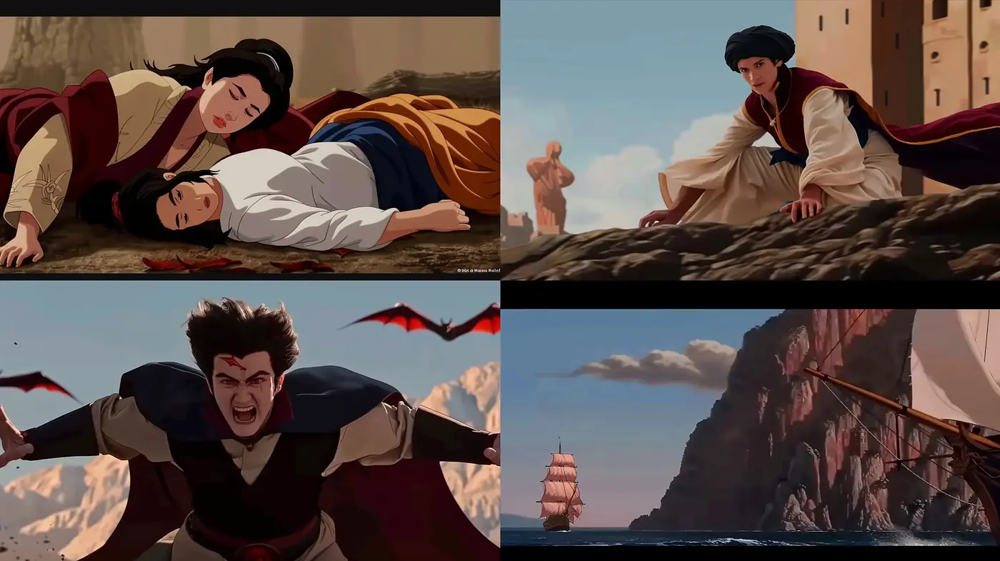 Epic Narrative in Stylized Animation - Midjourney sref style