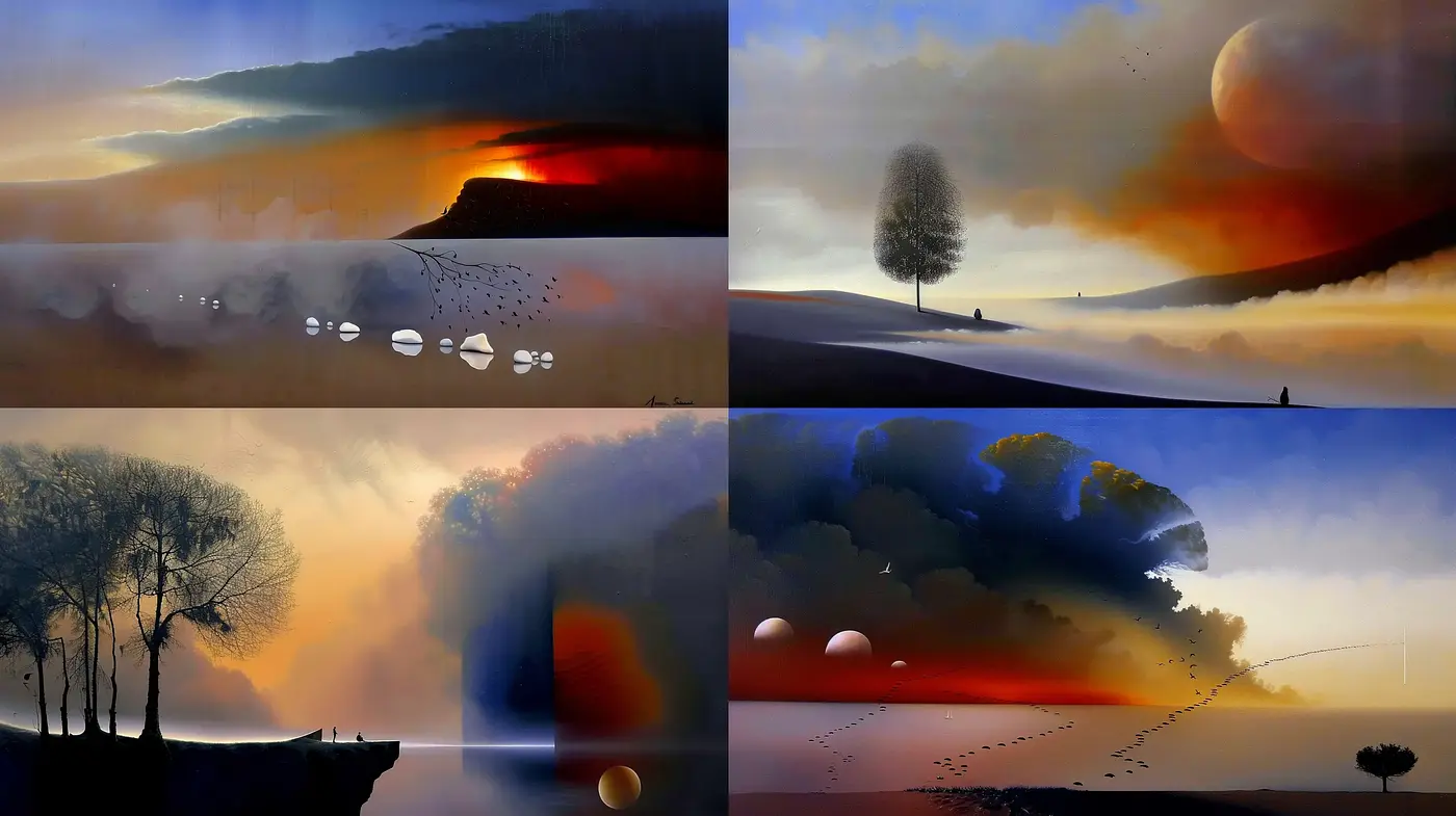 Ethereal Vistas: A Fusion of Dreamlike Hues and Surreal Landscapes - Midjourney sref style