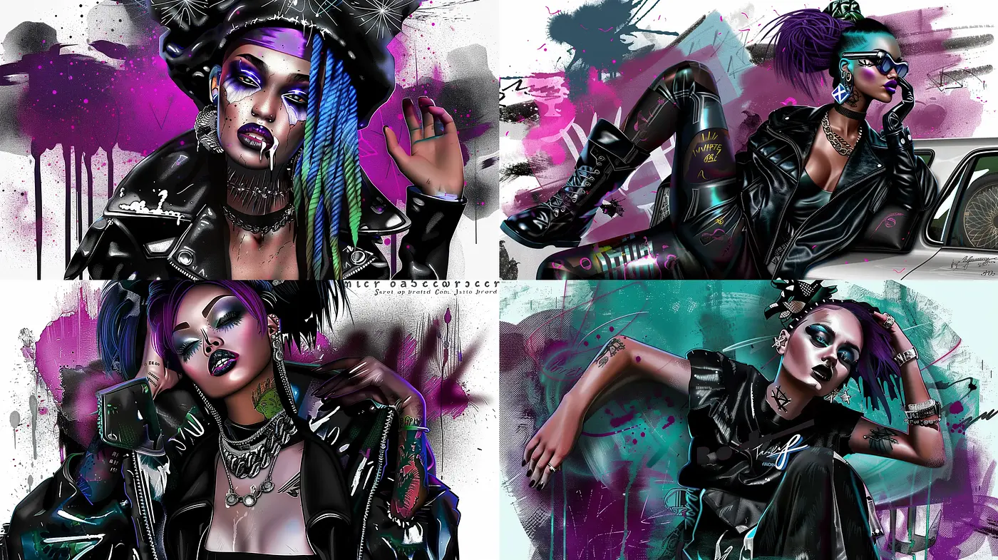 Cyberpunk Sensibilities with Urban Graffiti Overtones - Midjourney sref style