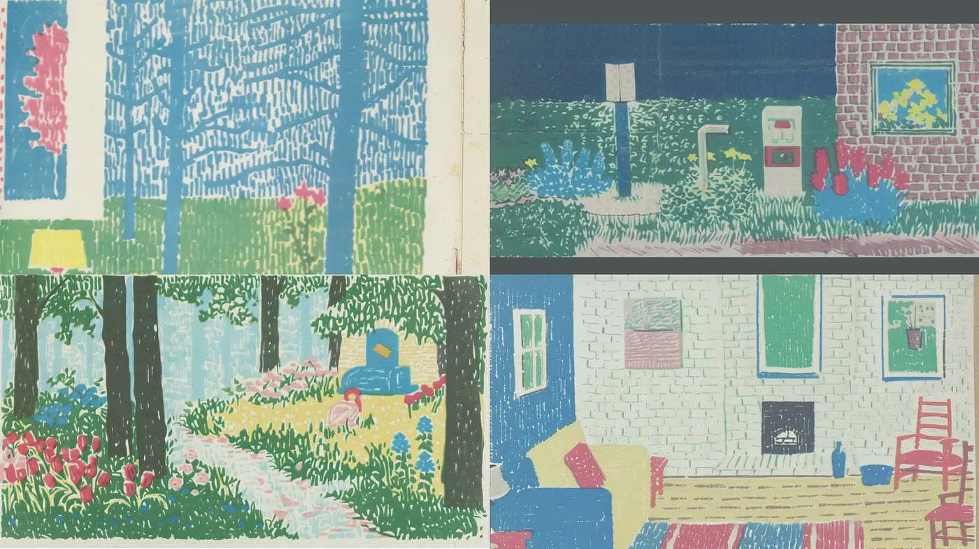 Quaint Textured Serenity: A Homely Blend of Naive Art and Expressionism - Midjourney sref style