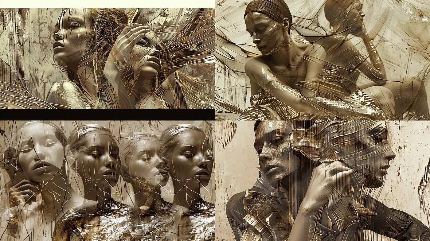 Ethereal Sepia-Toned Portraiture with Dynamic Brushwork - Midjourney sref style